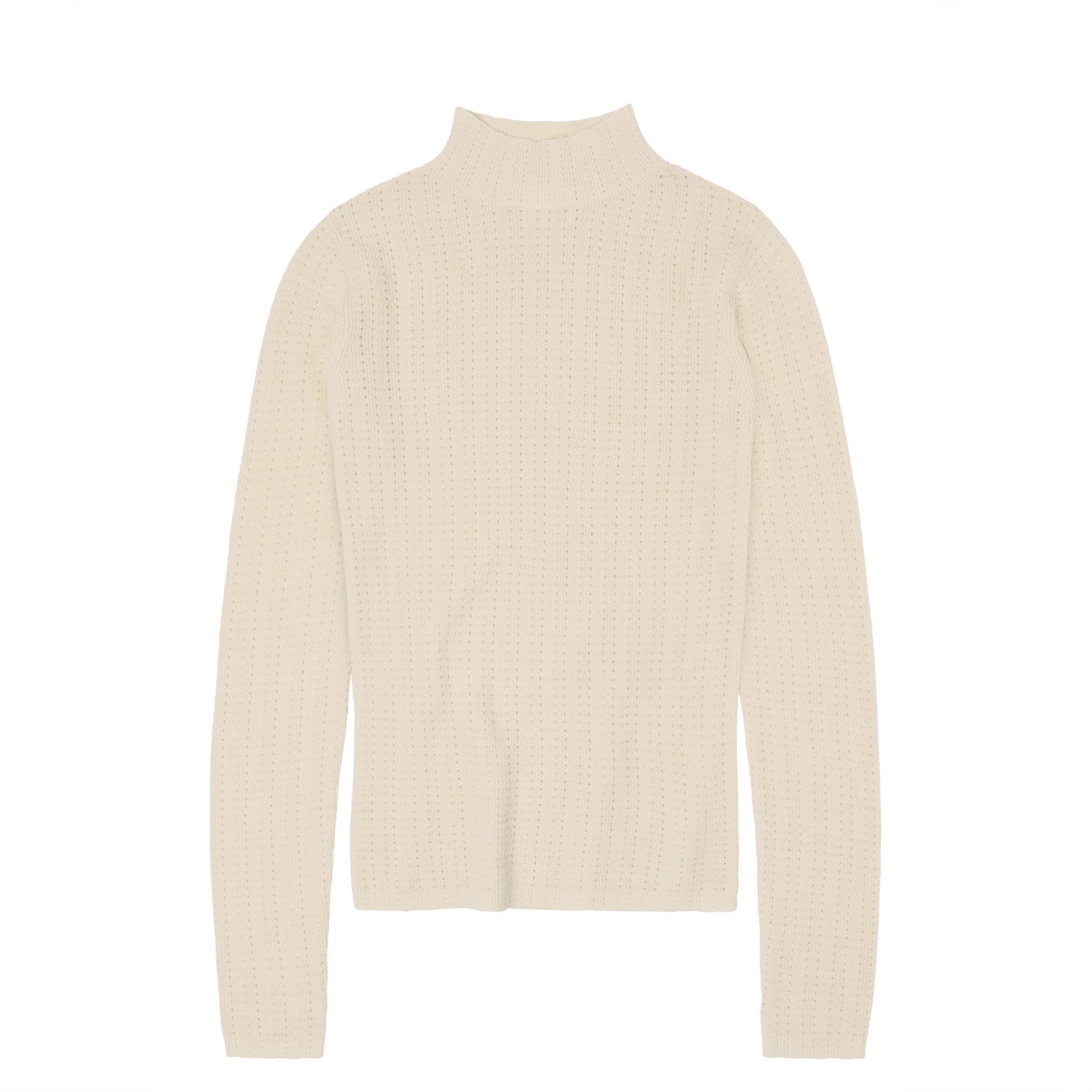 High Neck Pointelle Top, Ecru