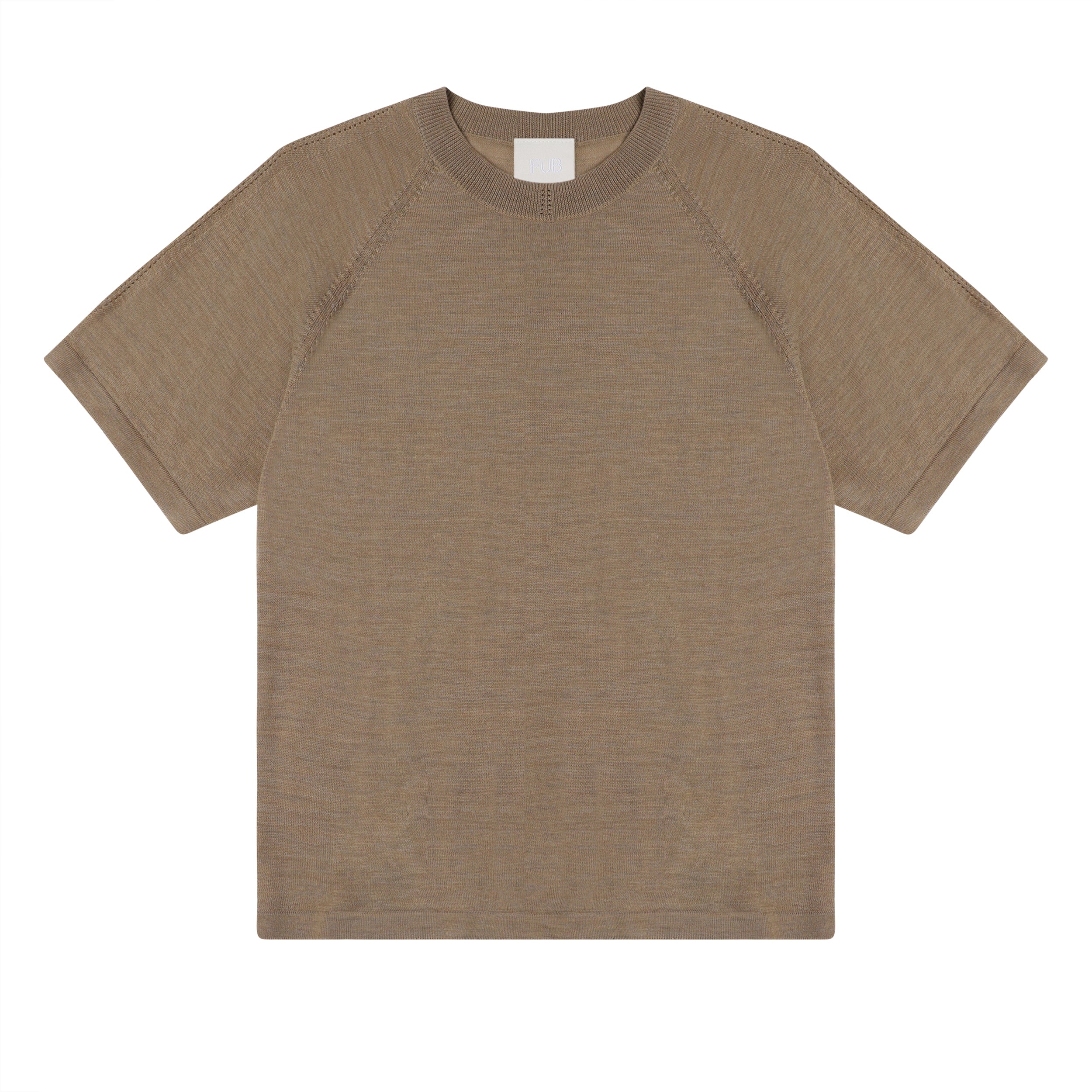 Wool Tee, Camel Melange