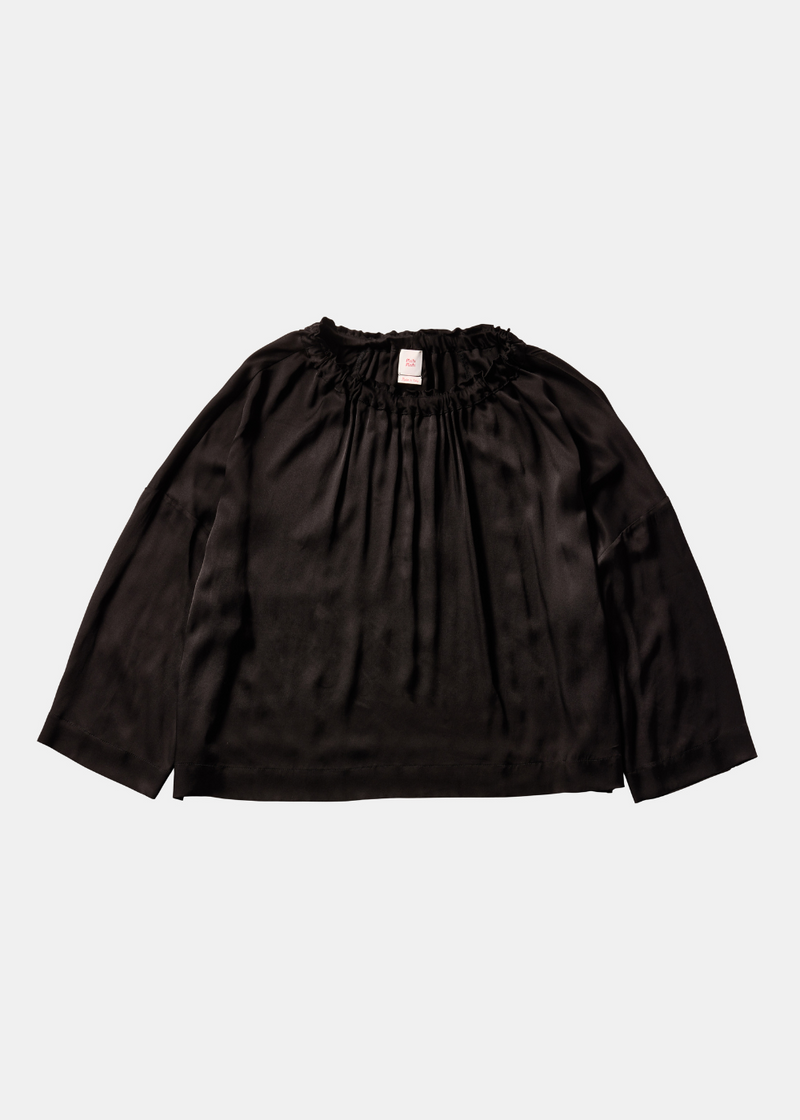 Magrethe LS Tie Top, Black Silk