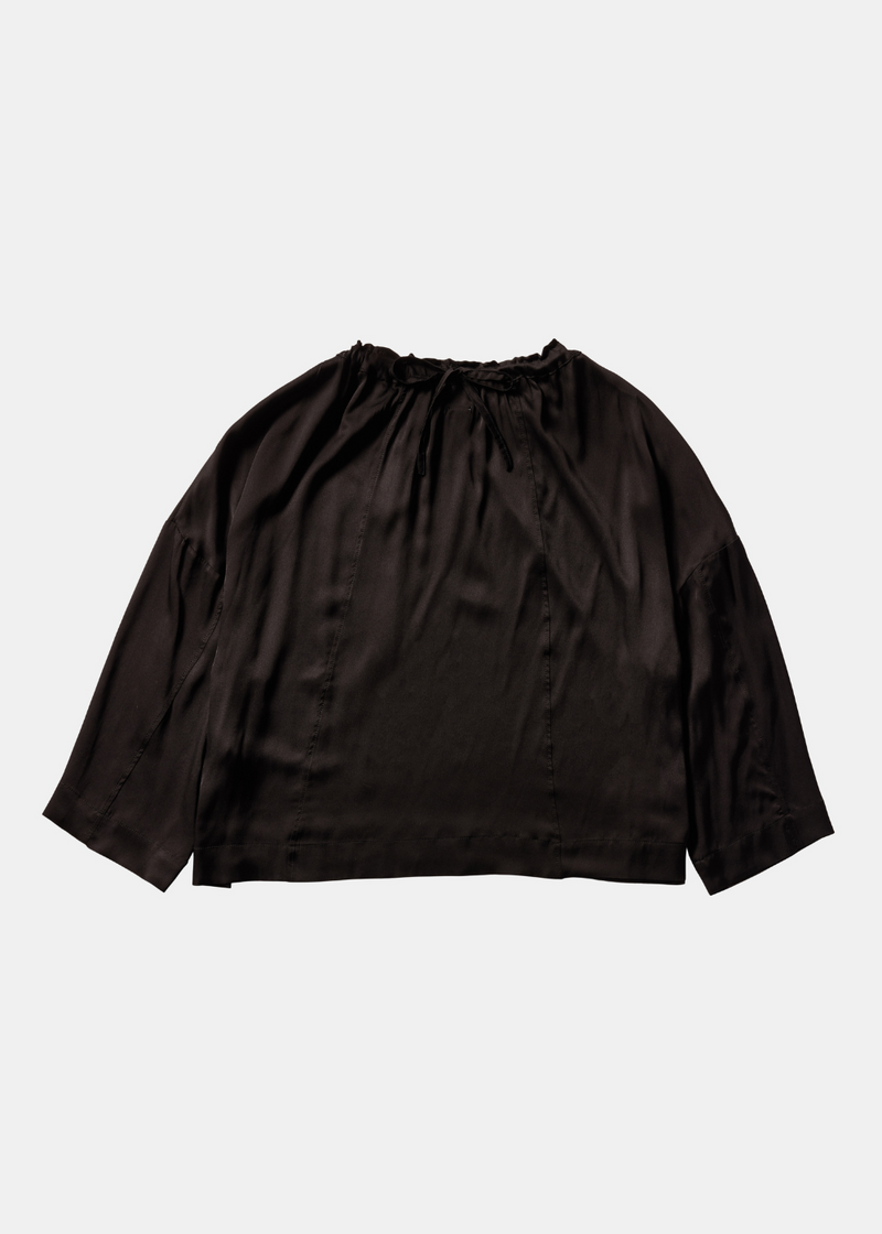 Magrethe LS Tie Top, Black Silk