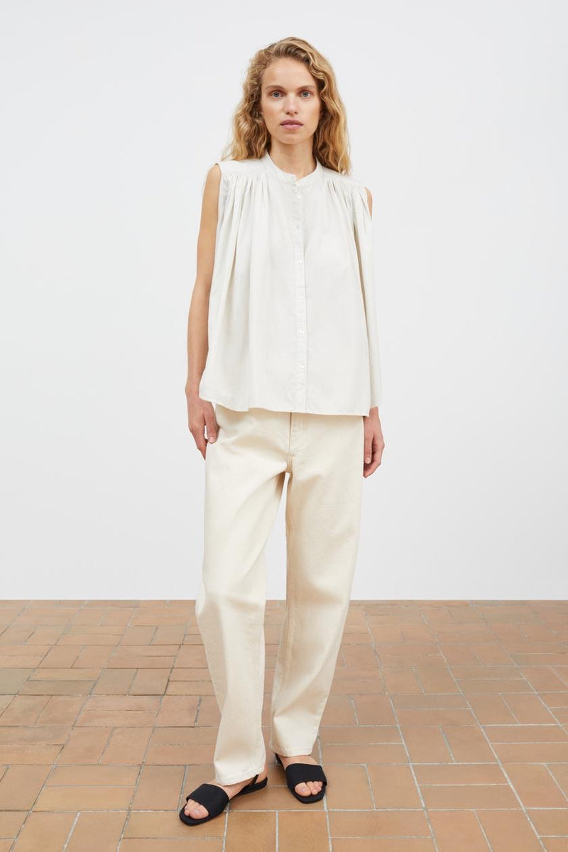 Louise top, Light Blue/White