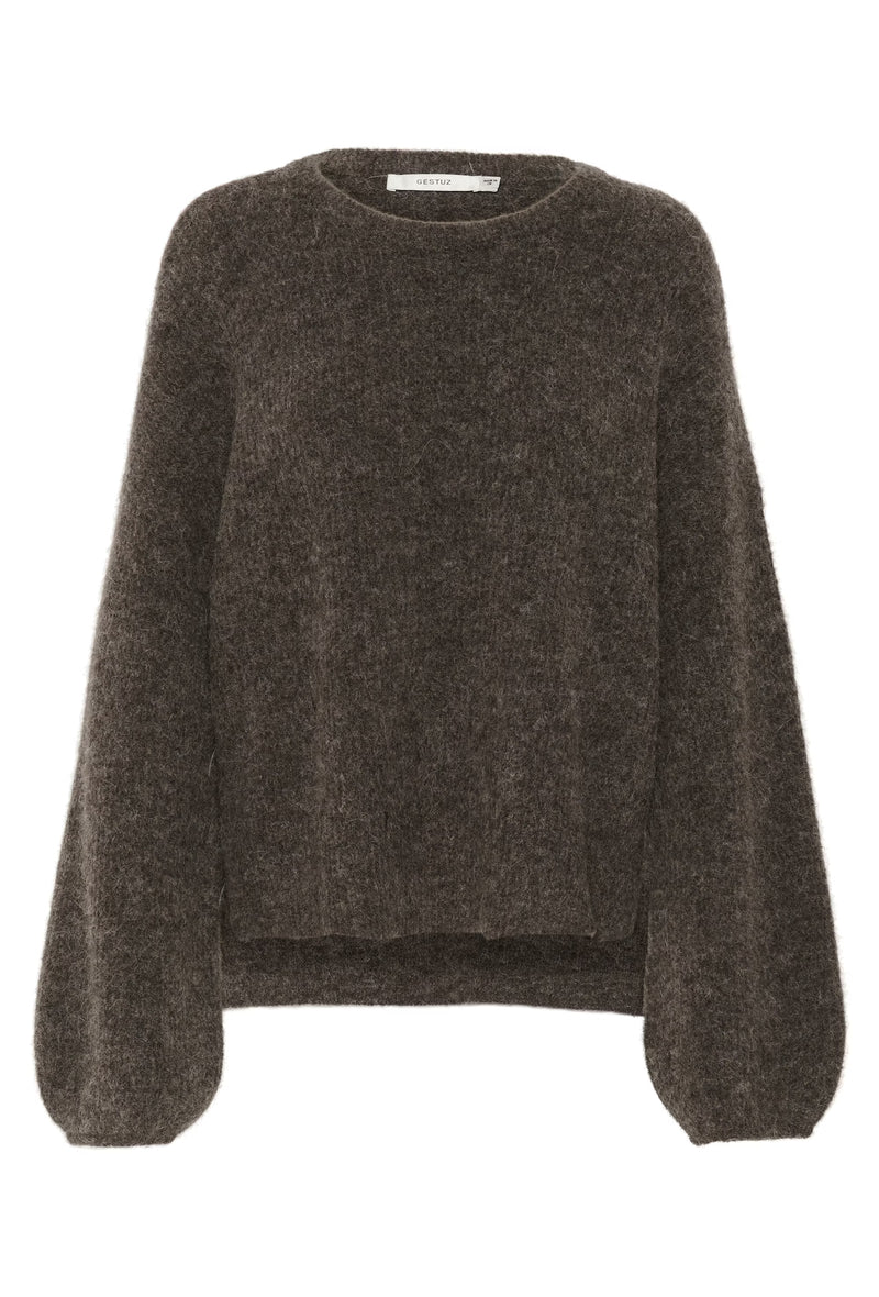 GZalpha slit pullover, Chestnut Melange