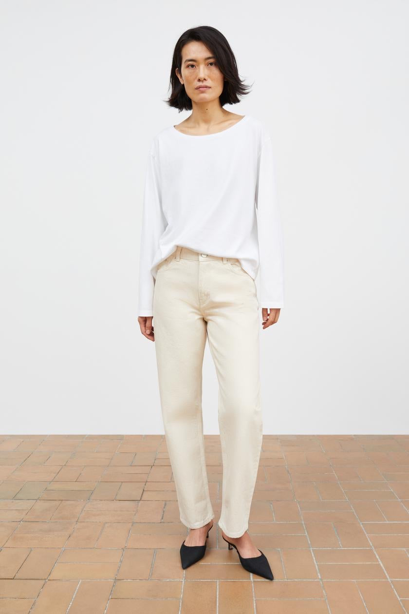 Allison Cropped Jeans, Ecru