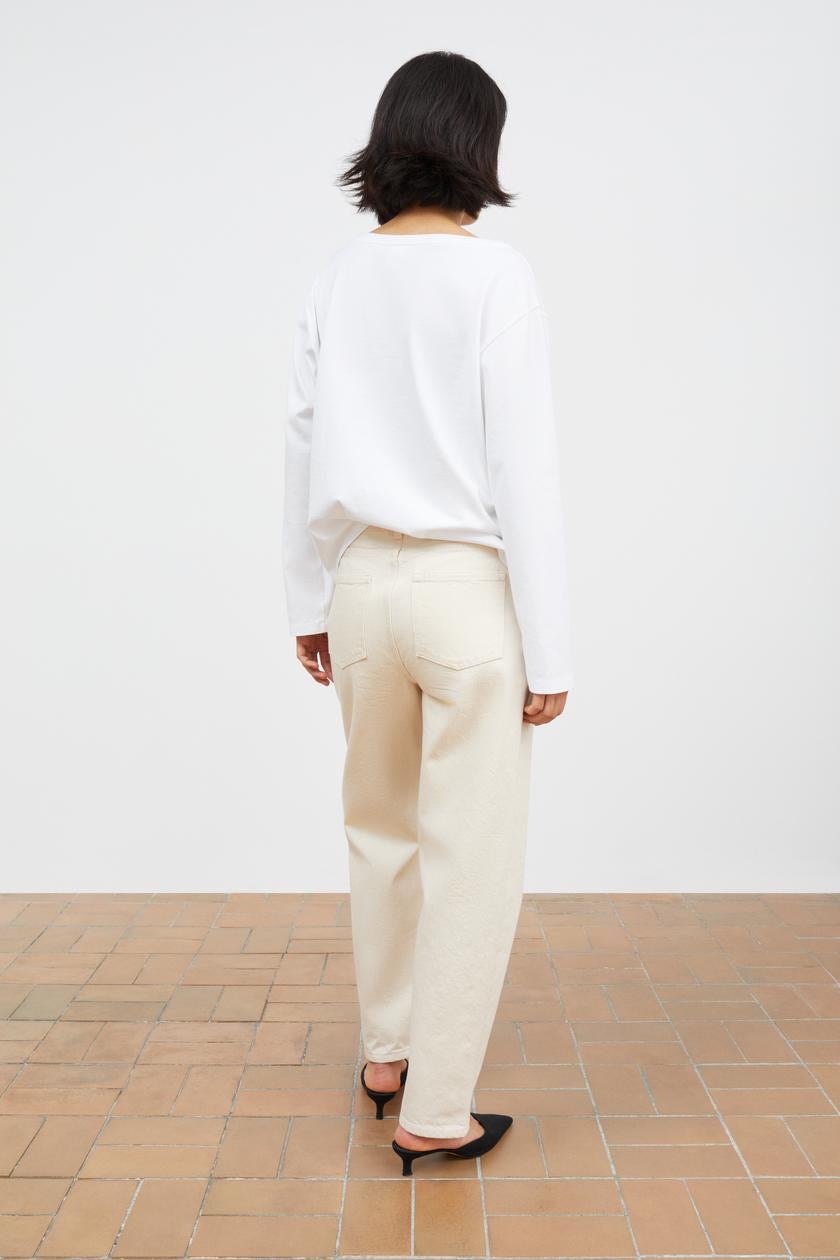 Allison Cropped Jeans, Ecru