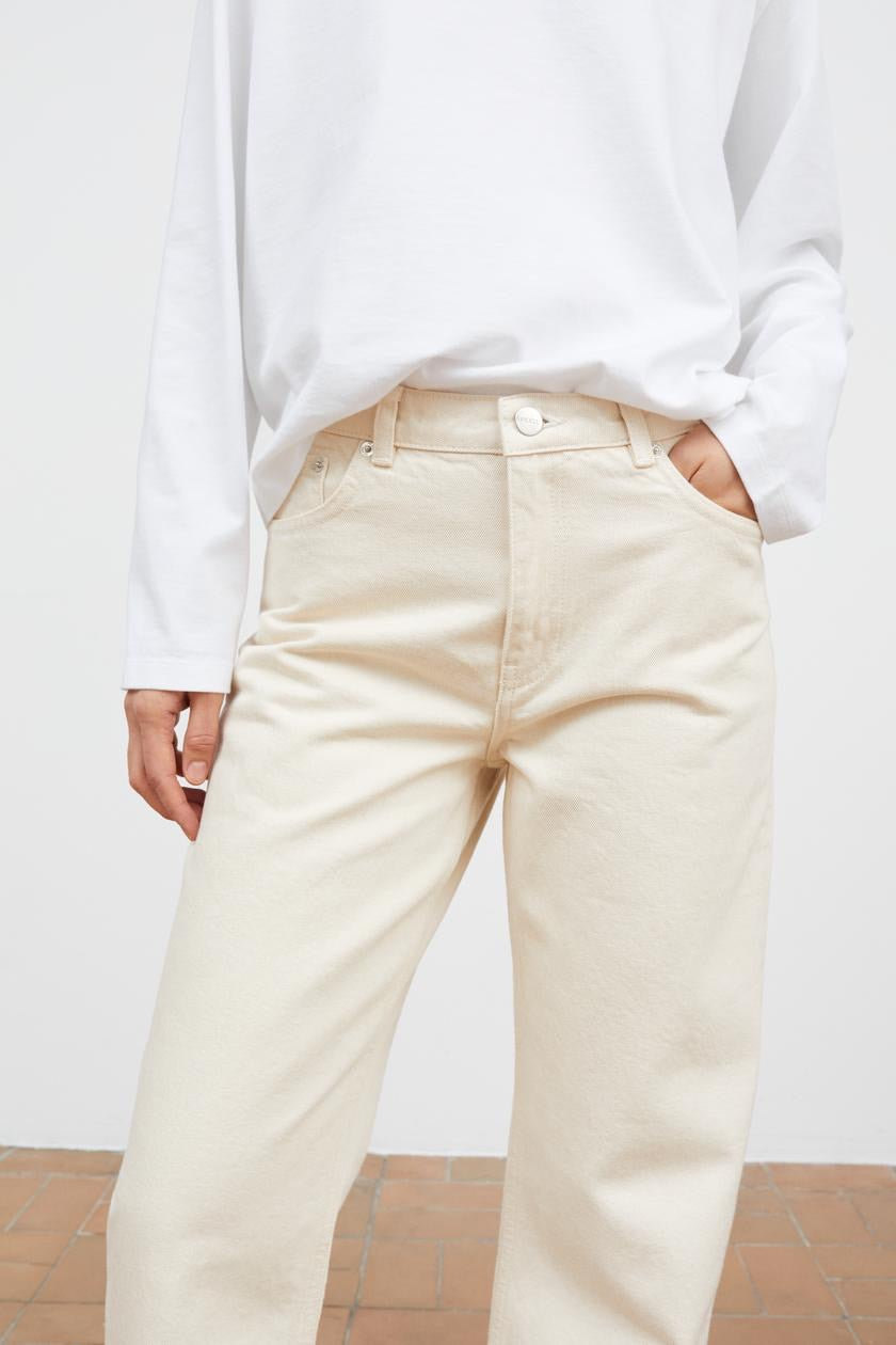 Allison Cropped Jeans, Ecru