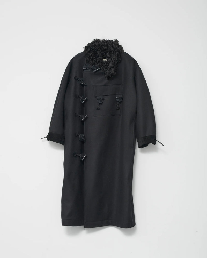 Hainsworth Wool Officer Coat, Black