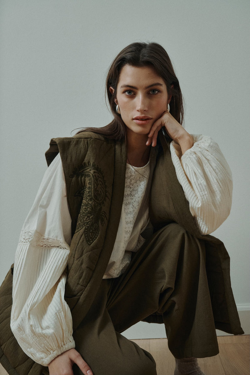 Jasmin LS Blouse, White Sand