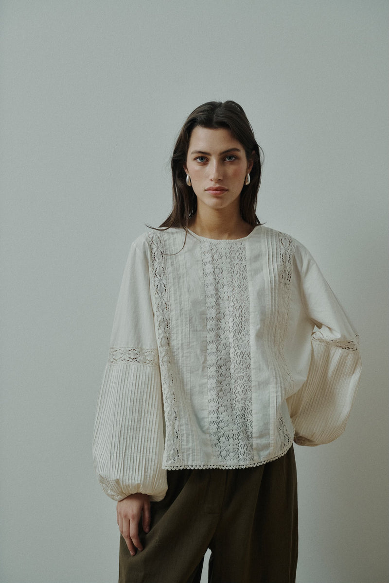 Jasmin LS Blouse, White Sand