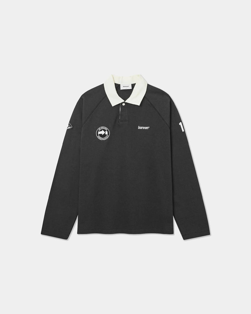 Oversize Long Sleeve Polo, Black