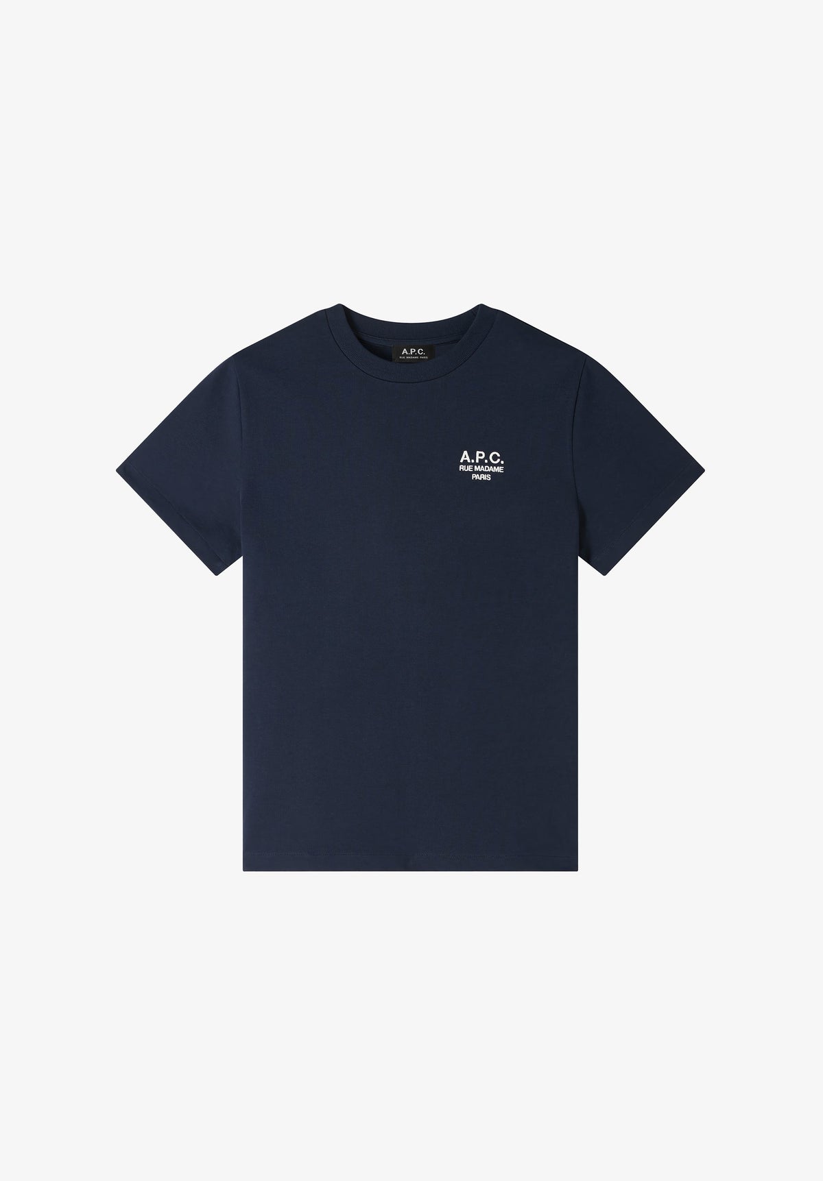A.P.C. Standard Rue Madame T-shirt navy med ecru broderi