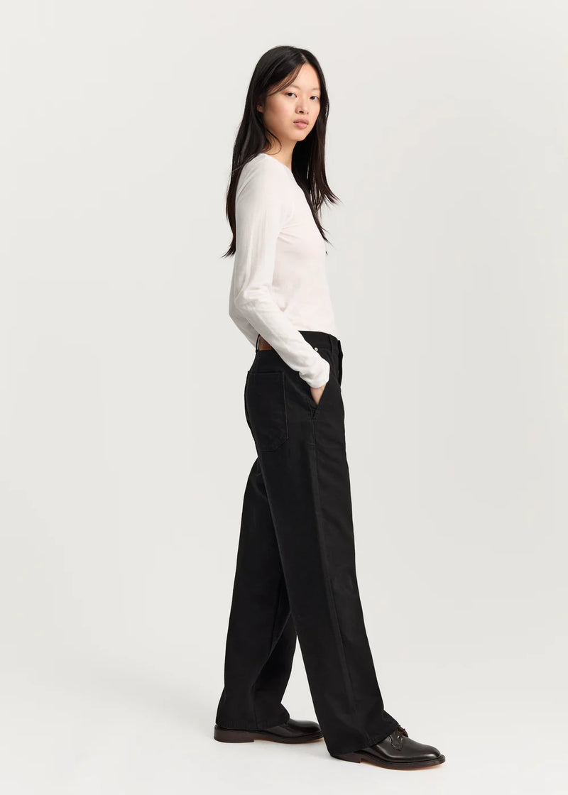 Carlo Midwaist Wide Jeans, Black Tea