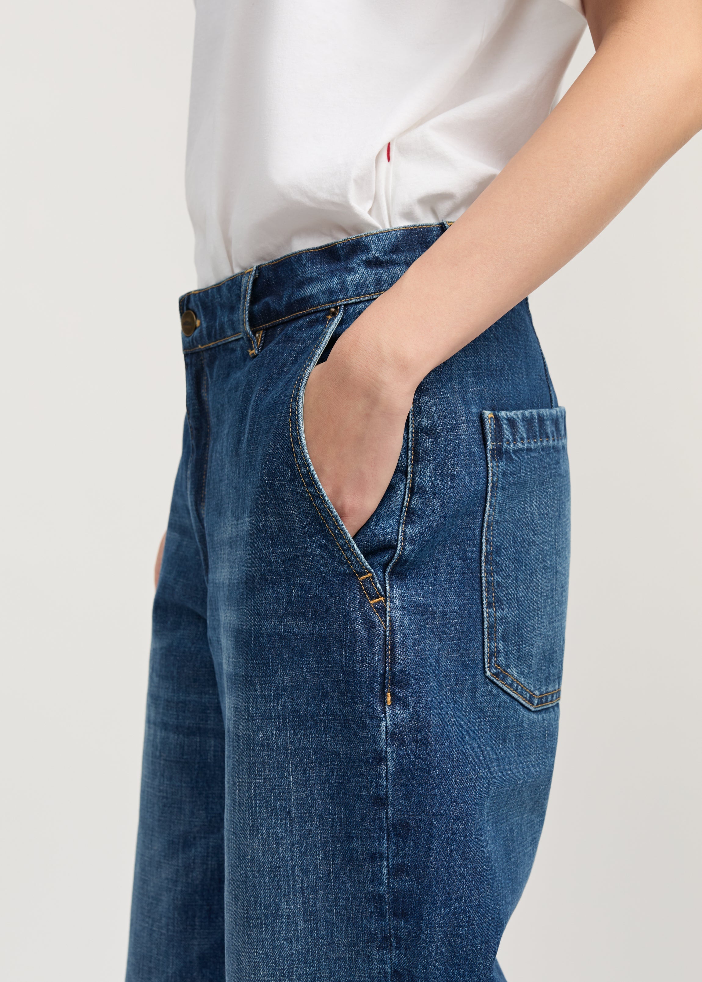 Carlo Midwaist Wide Jeans I 3086, Worn Blue