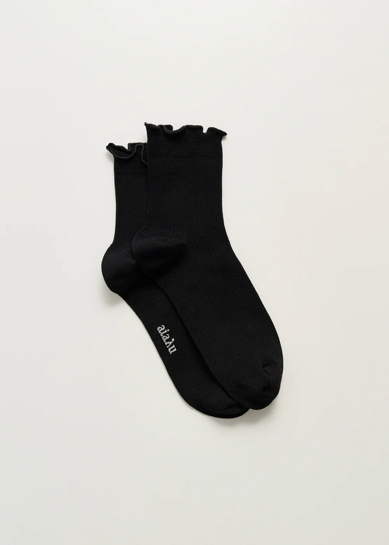 Cotton Frill Sock, Black