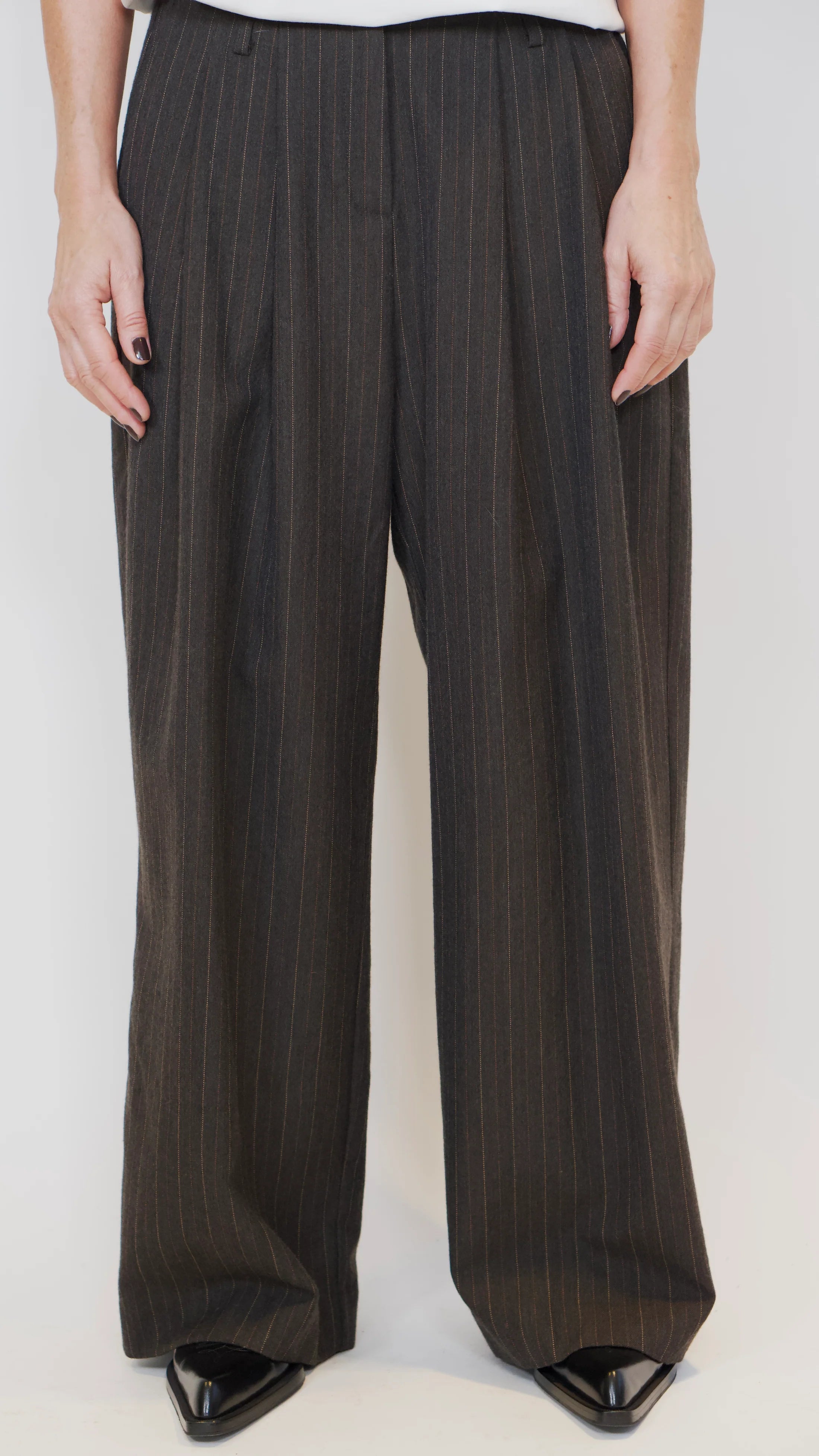 LouLou Pants, Brown Pinstripe