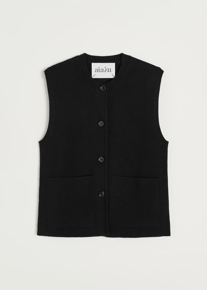 Elva vest – pure merino wool, Black