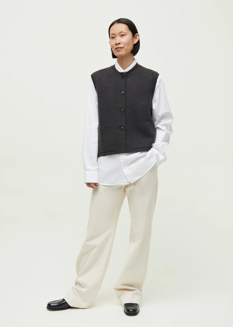 Elva vest - pure merino wool, Dark Brown Melange