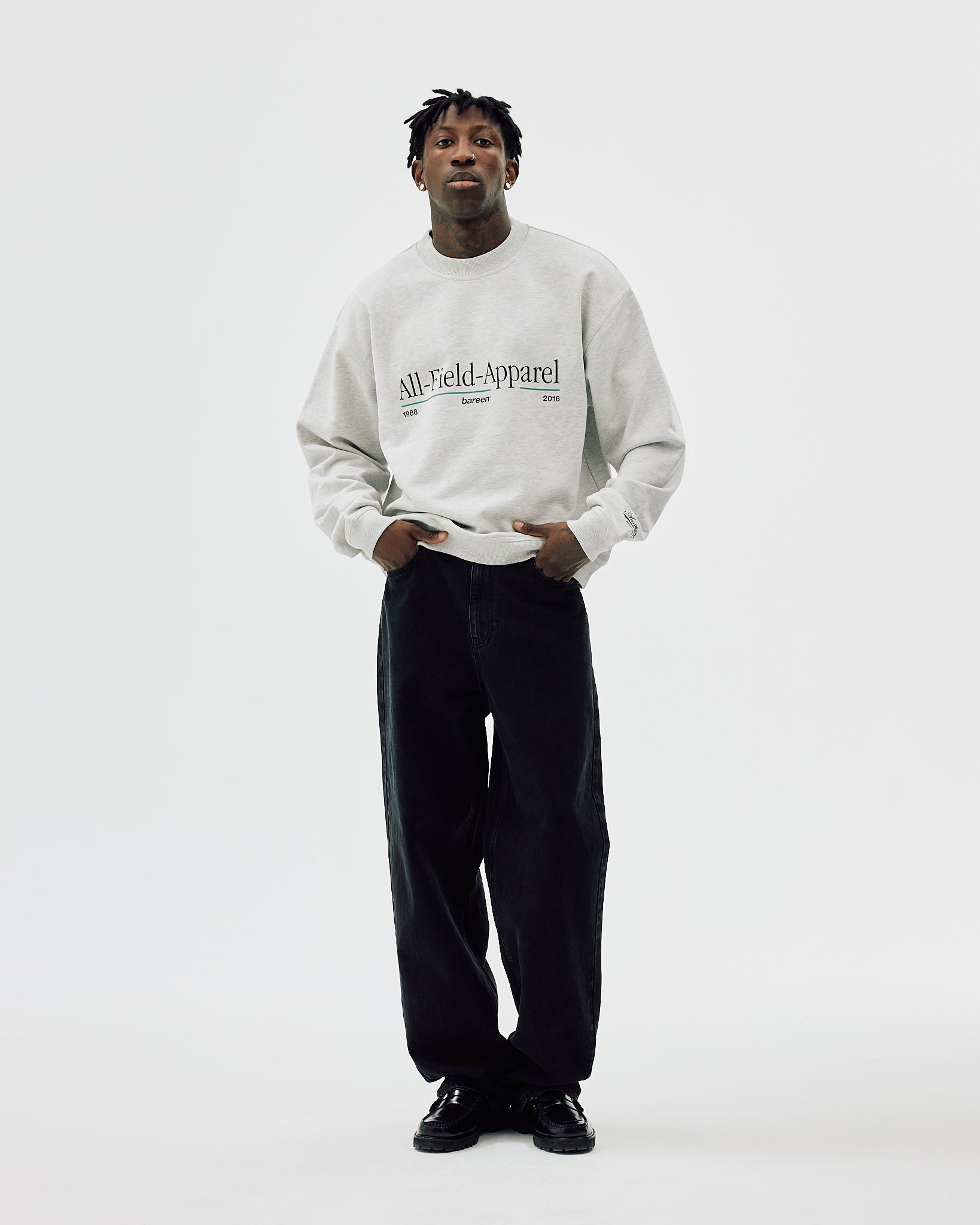 Oversized Crewneck All Field Apparel, Cloudy Grey