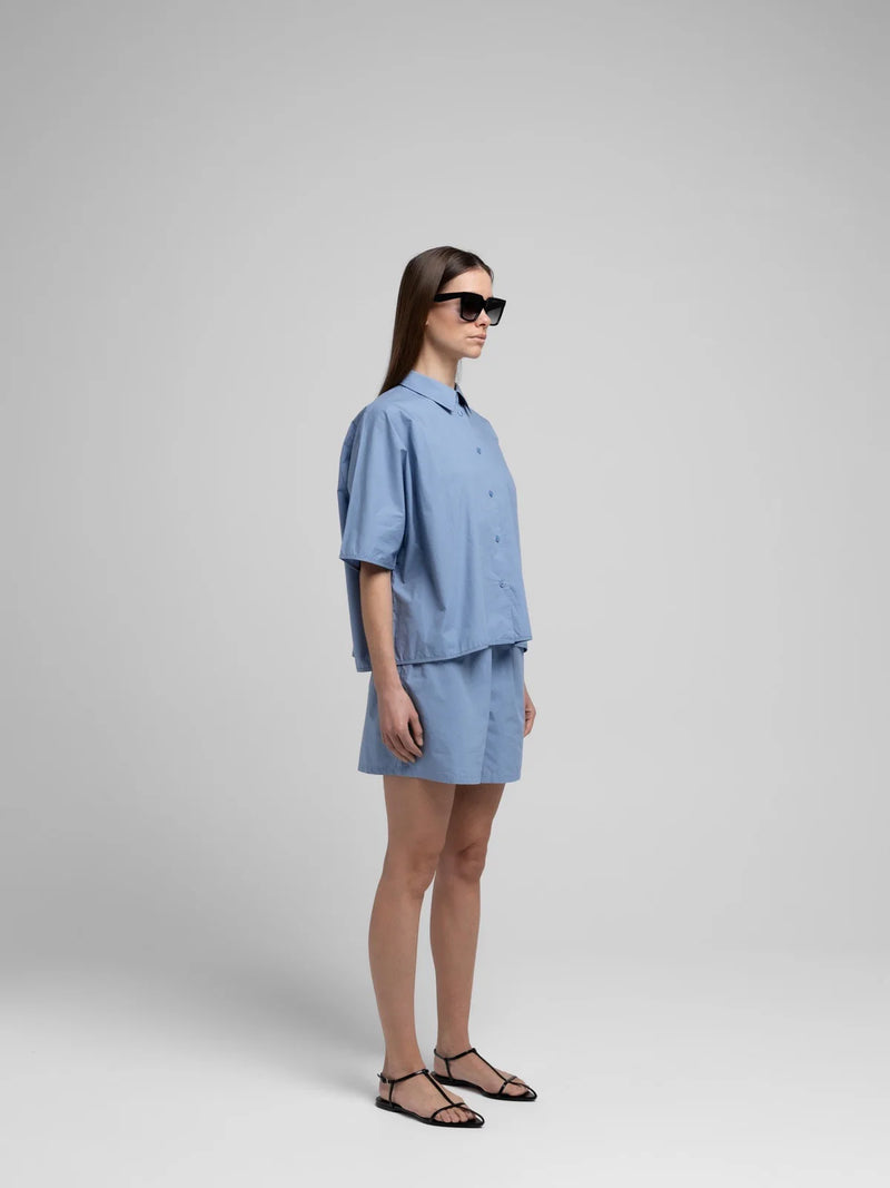 OCEAN POPLIN SHORTS, FADED DENIM BLUE