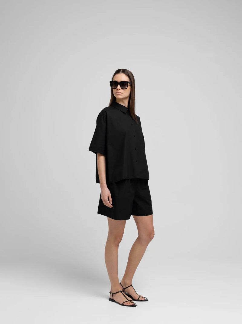 OCEAN POPLIN SHORTS, BLACK
