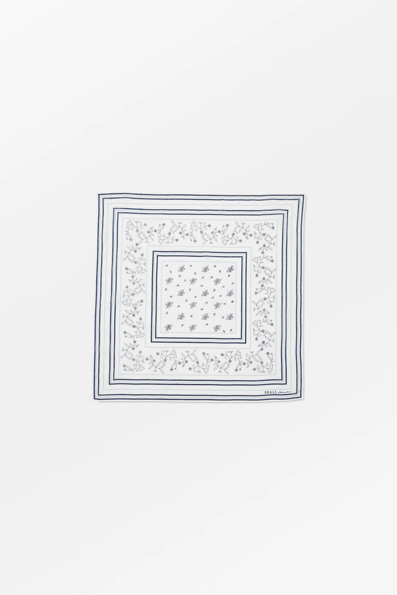 Classic Scarf 55x55, Light cream/Blue