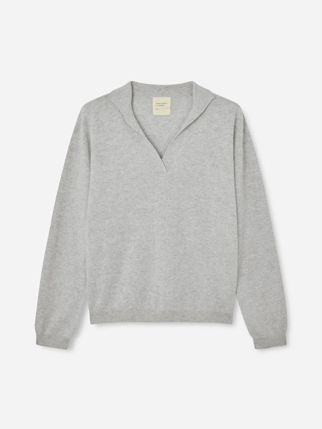 Womens Oversized Collar V-Neck, Ash Grey