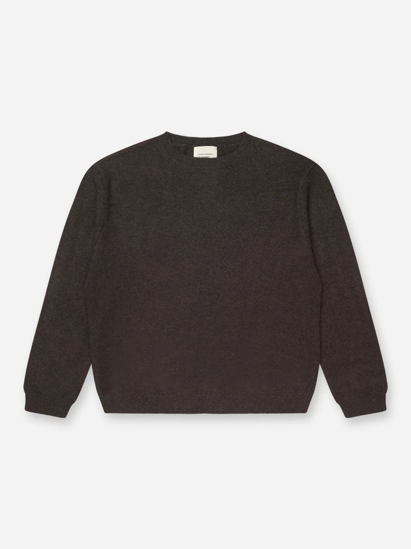 Women's Oversized Roundneck, Black Truffle