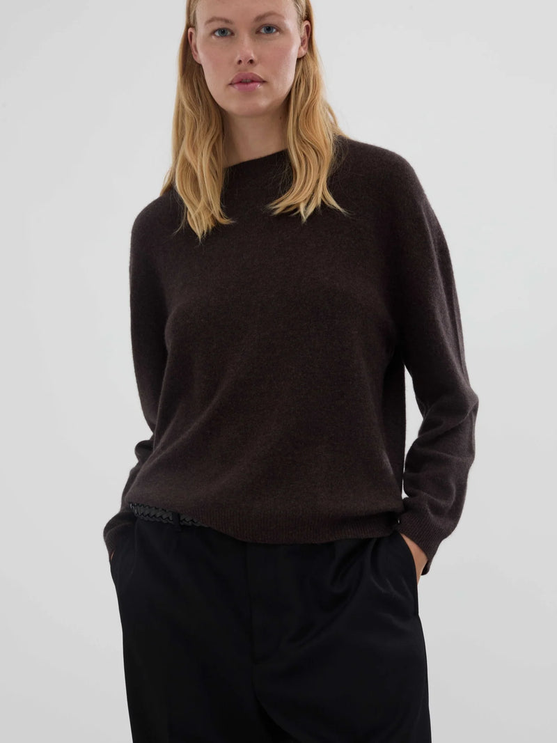 Women's Oversized Roundneck, Black Truffle