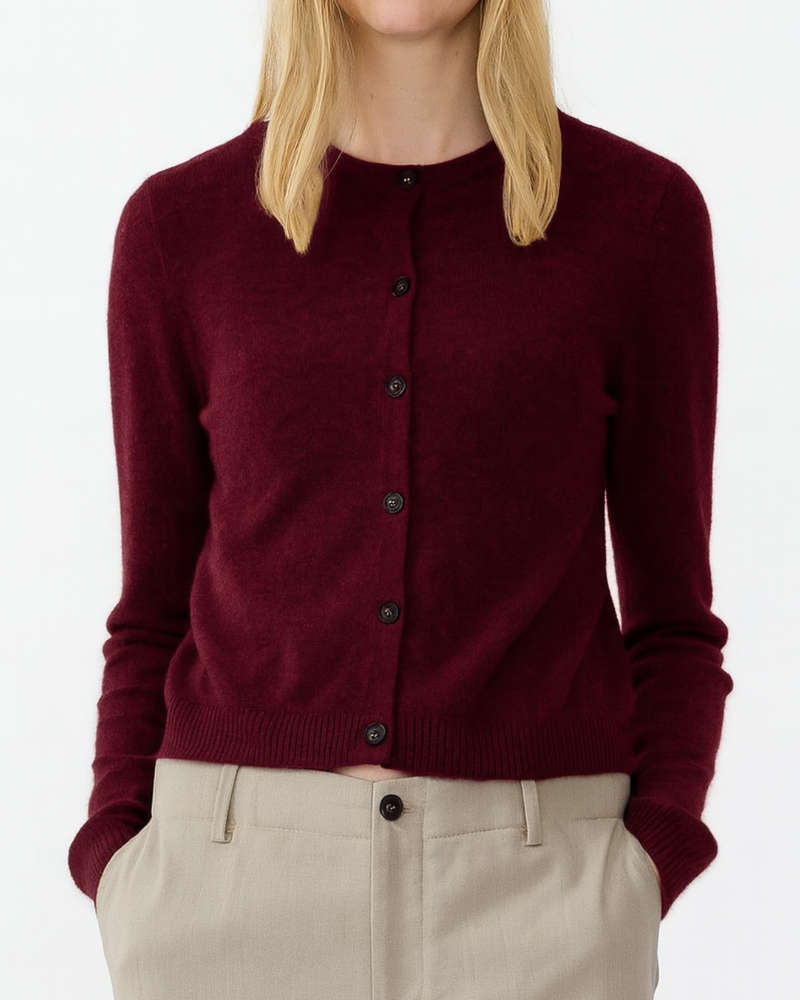 Women's O-Cardigan, Bordeaux