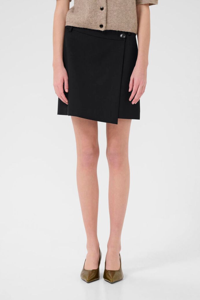 GZpaula melange MW wrap skirt, Black