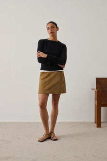 Inno leather mini skirt, Sable (Sand)