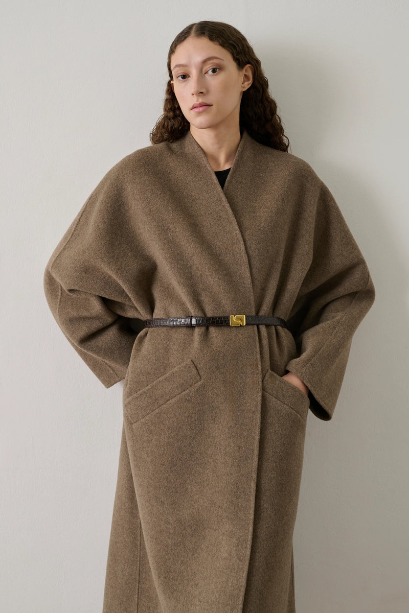 Ninon Mini Belt, Marron Foncé Croco (Brun Croc)