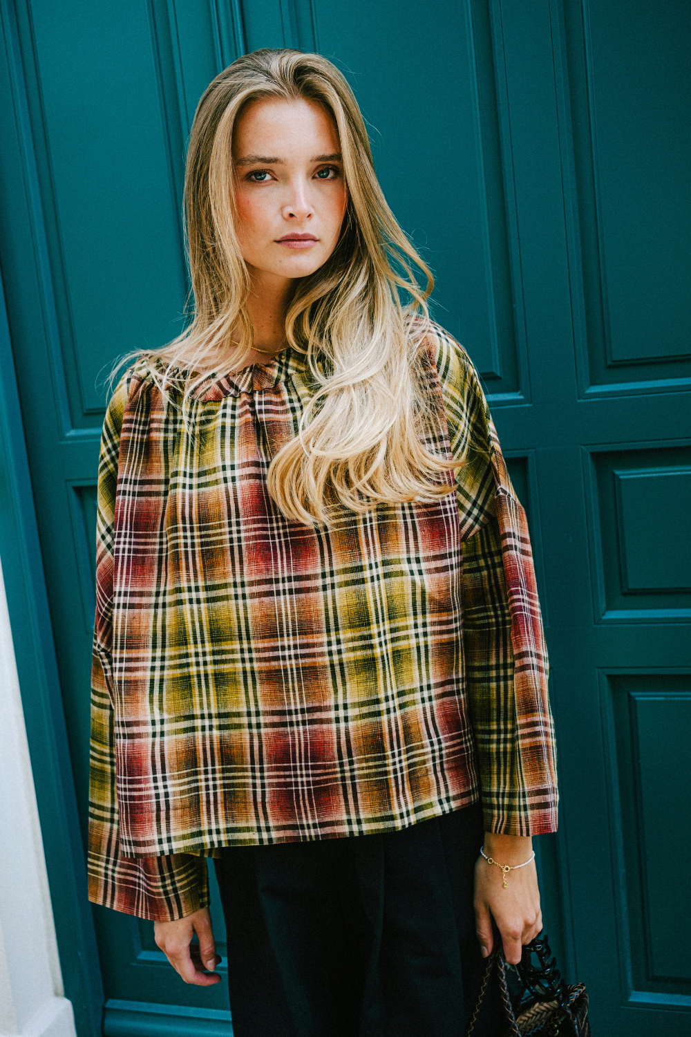 Magrethe LS Tie Top, Multi Check