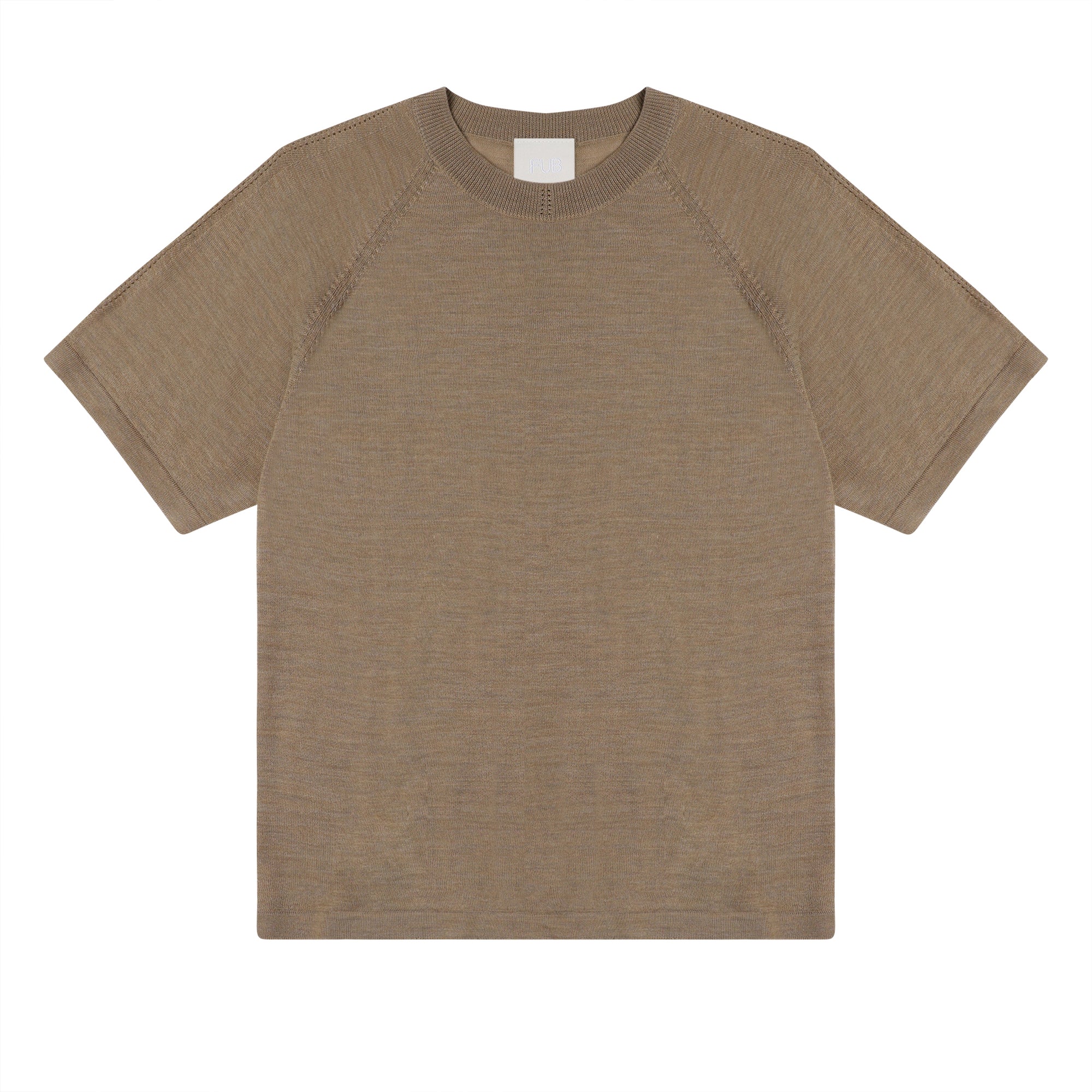 Wool Tee, Camel Melange