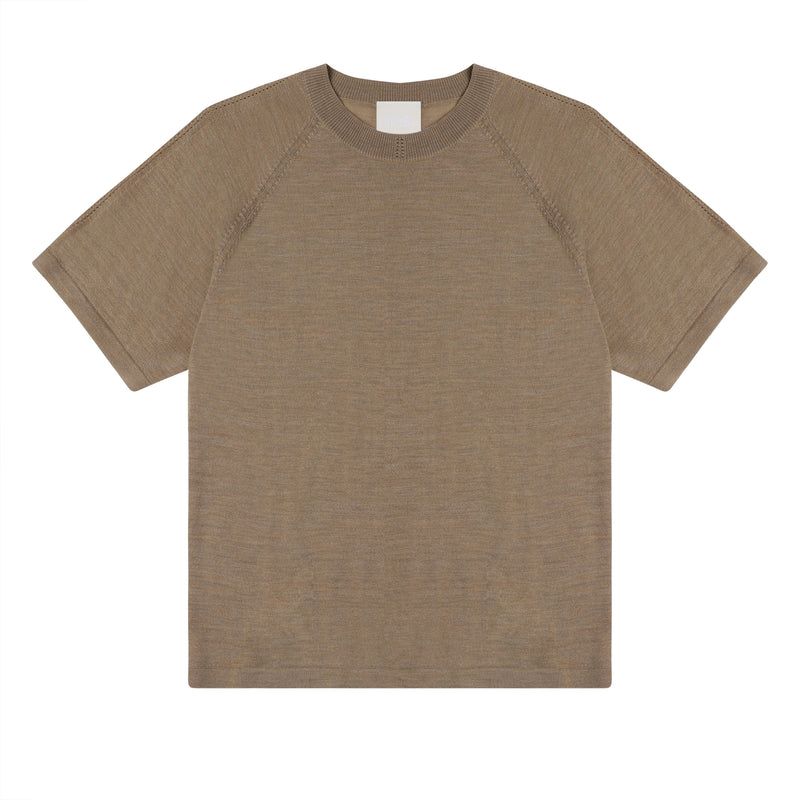 Wool Tee, Camel Melange