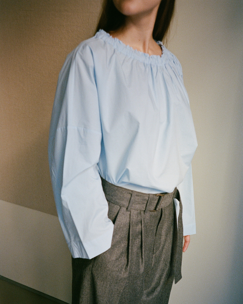 Magrethe LS Tie Top, Light Blue