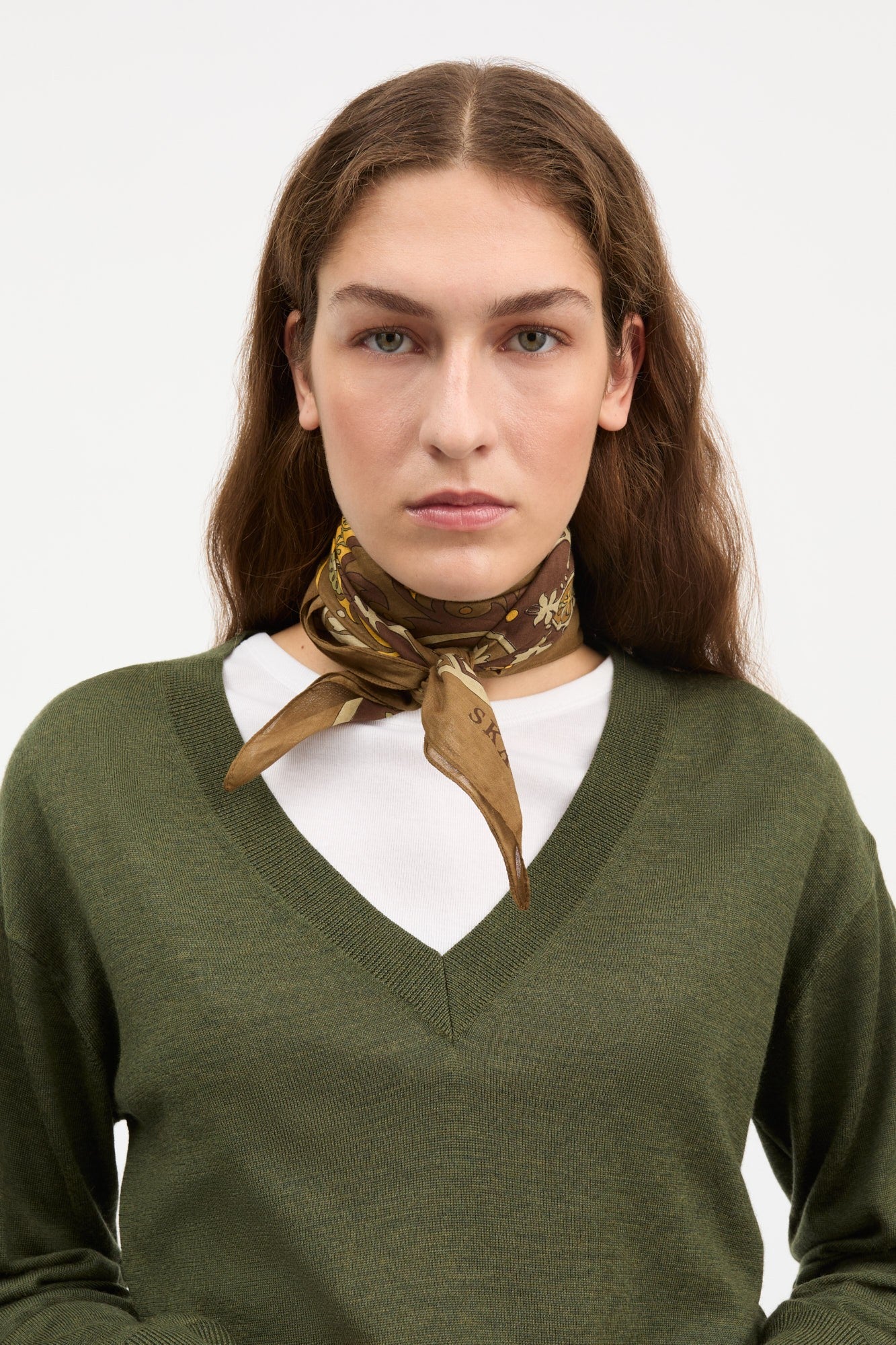 Pippa Scarf,  Khaki Paisley Print
