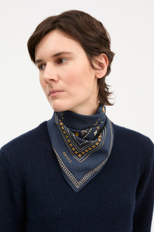 Skall floral scarf 55x55, Midnight Navy