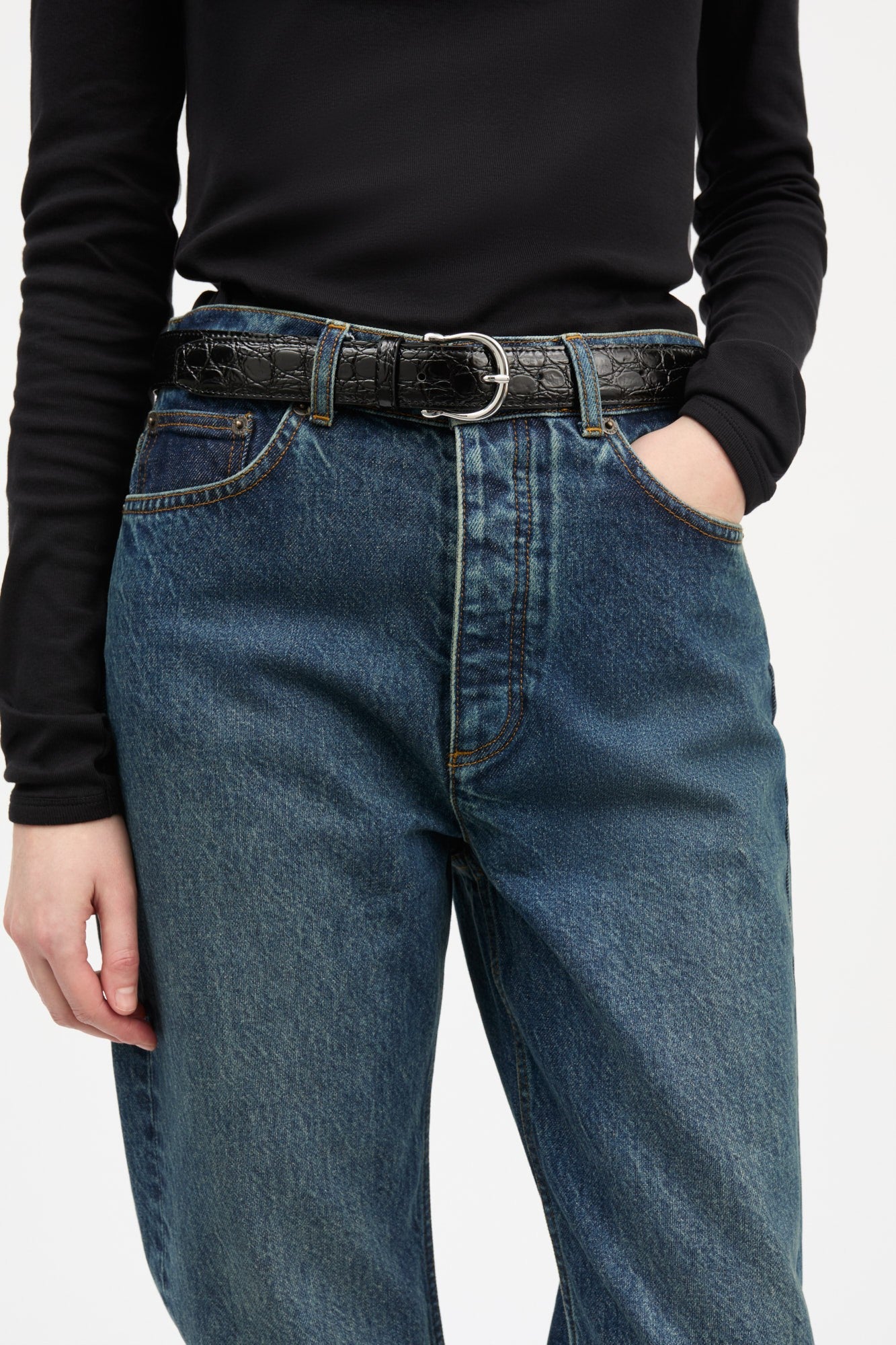 Casual Belt, Croco Black