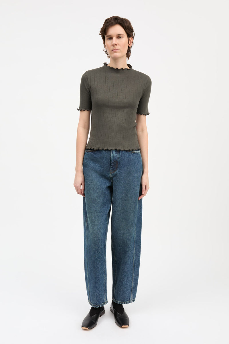 Edie T-neck Tee, Dark Green