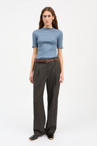 Edie T-neck Tee, Faded Blue