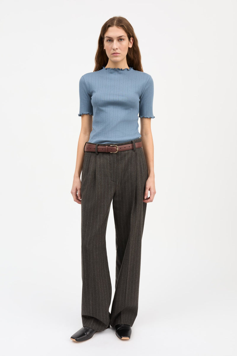 Edie T-neck Tee, Faded Blue