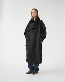 Hainsworth Wool Officer Coat, Black