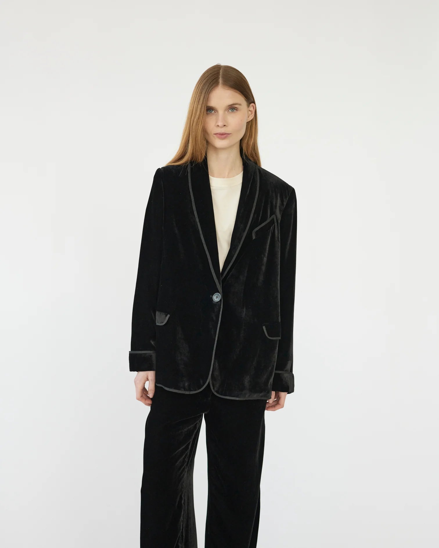 Silk Velvet Tuxedo Jacket, Black
