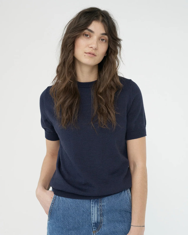 Soft Merino Wool T-shirt, Navy
