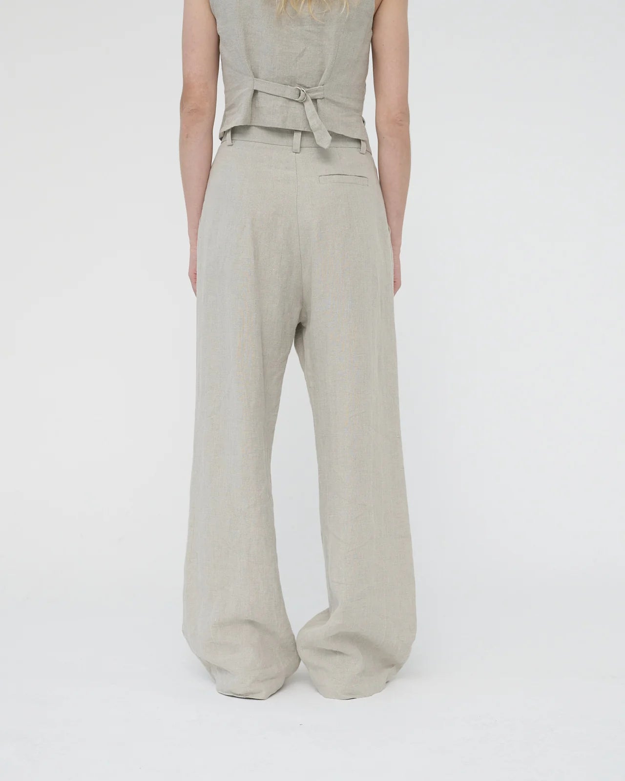 Linen Wide Box Pants, Nature