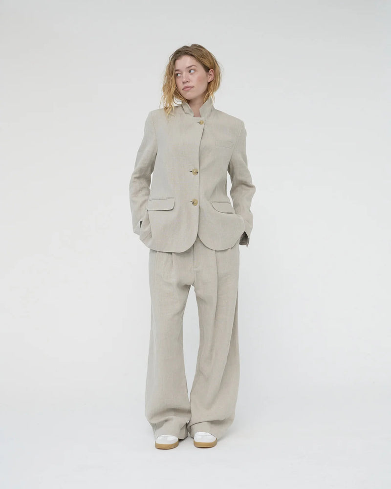 Linen Straight Blazer, Nature