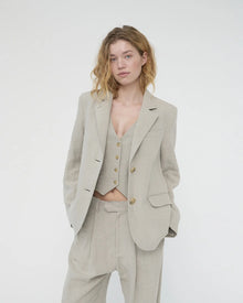 Linen Straight Blazer, Nature