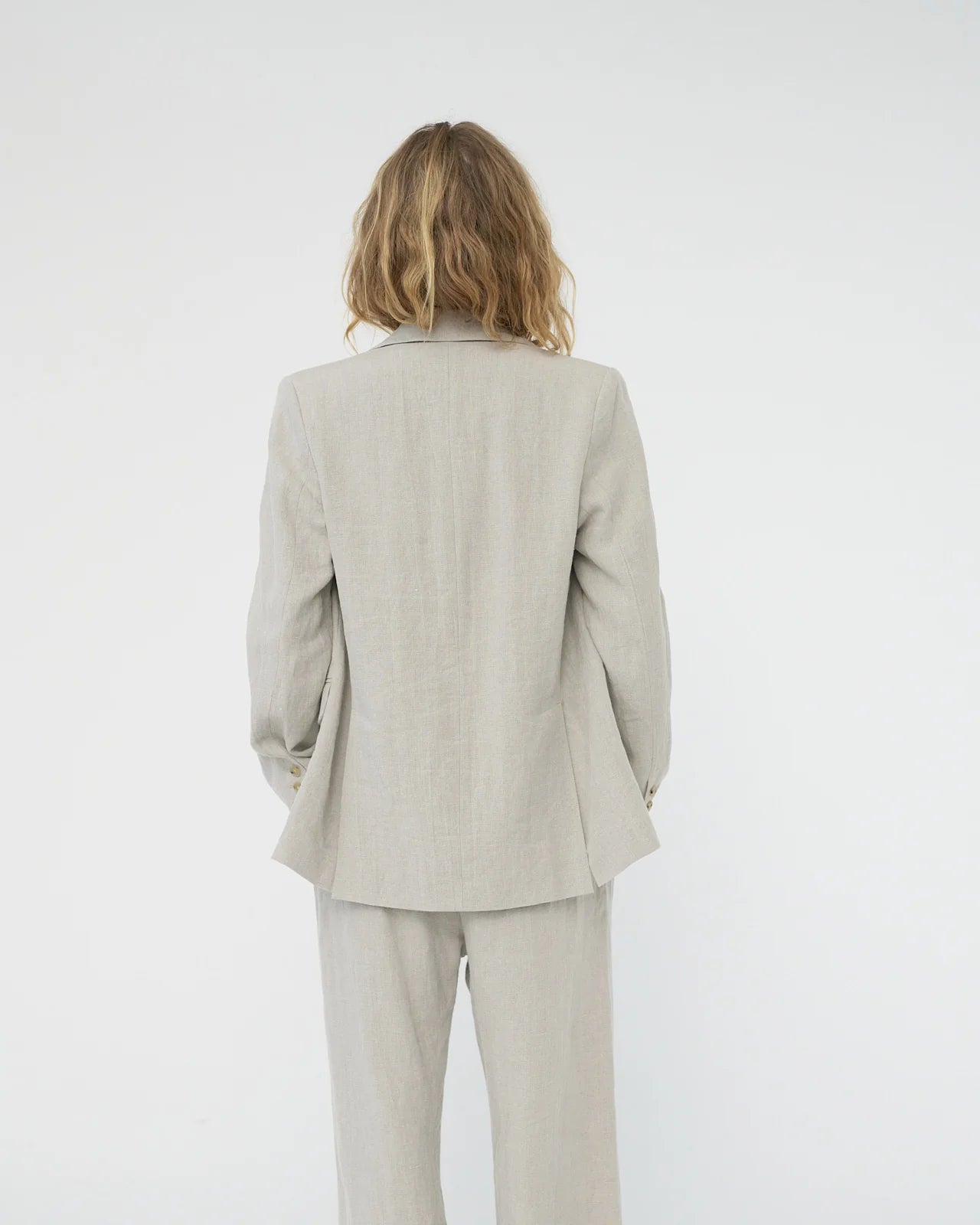 Linen Straight Blazer, Nature