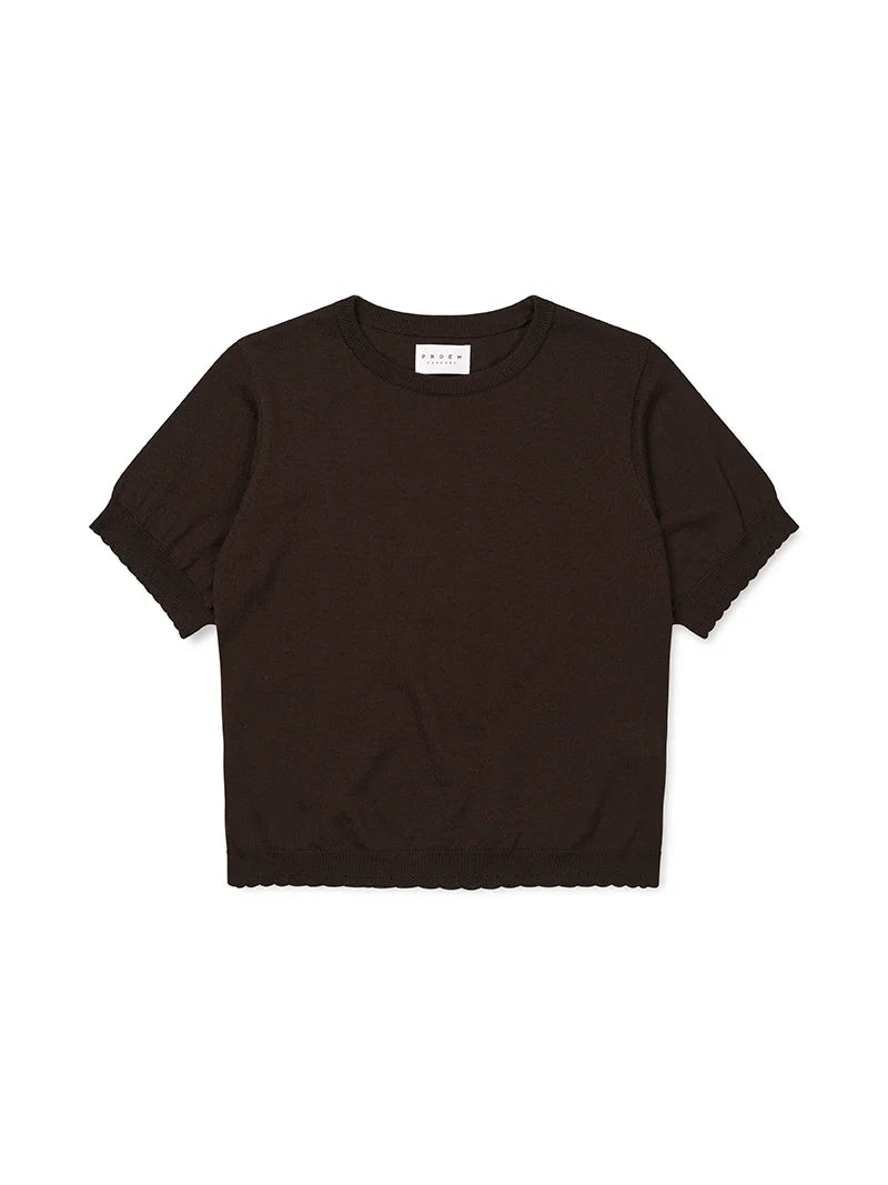 Anna Merino ss tee, Espresso
