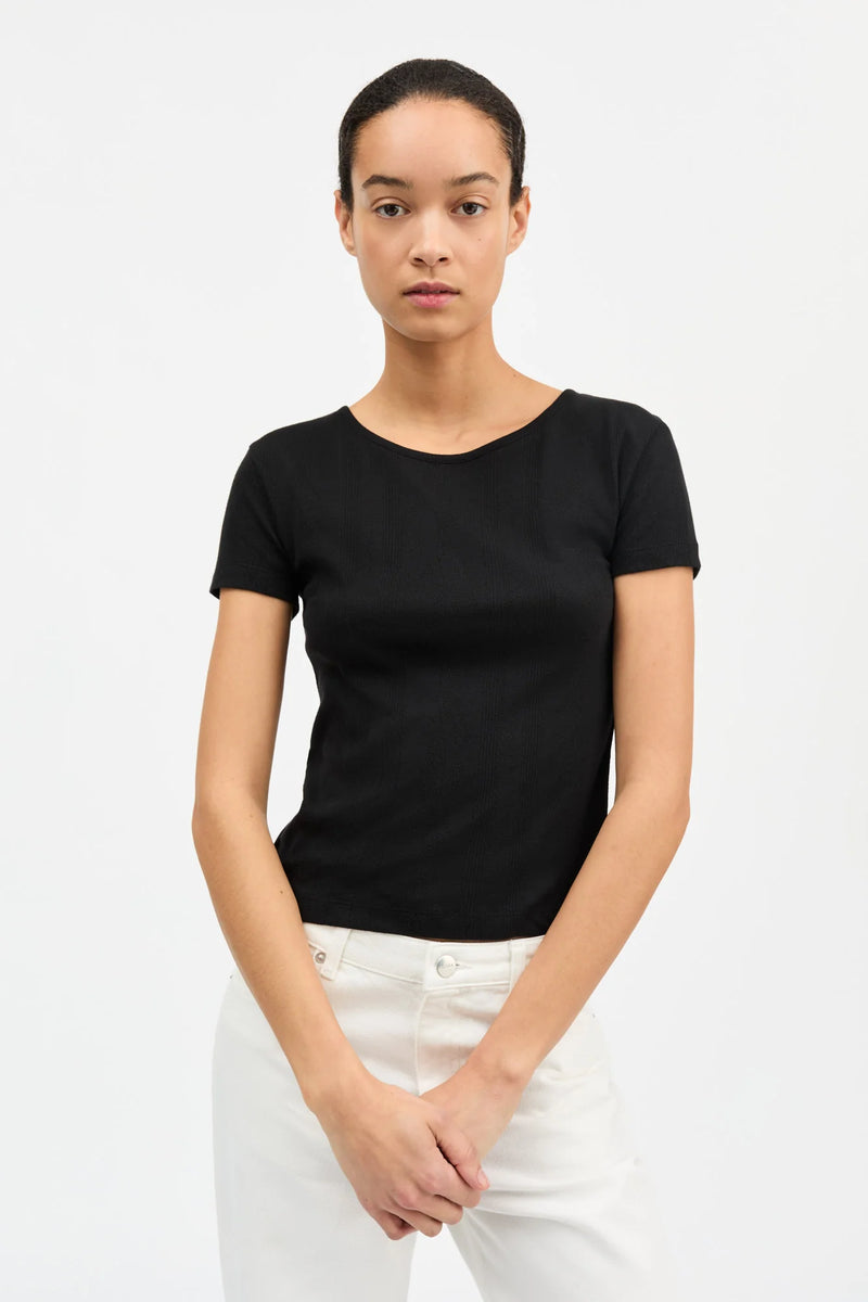 Anna Cap Sleeve tee, Black